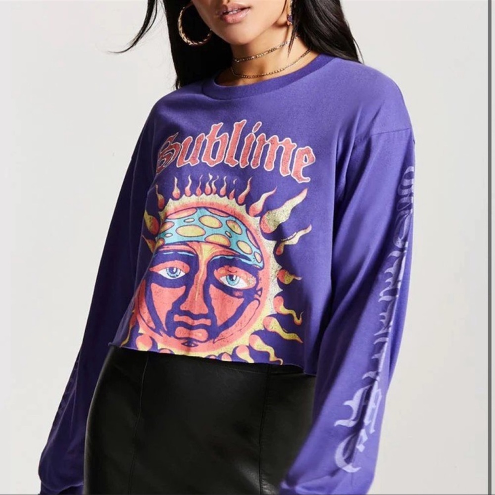 Forever 21 Sublime Long Sleeve Crop Top